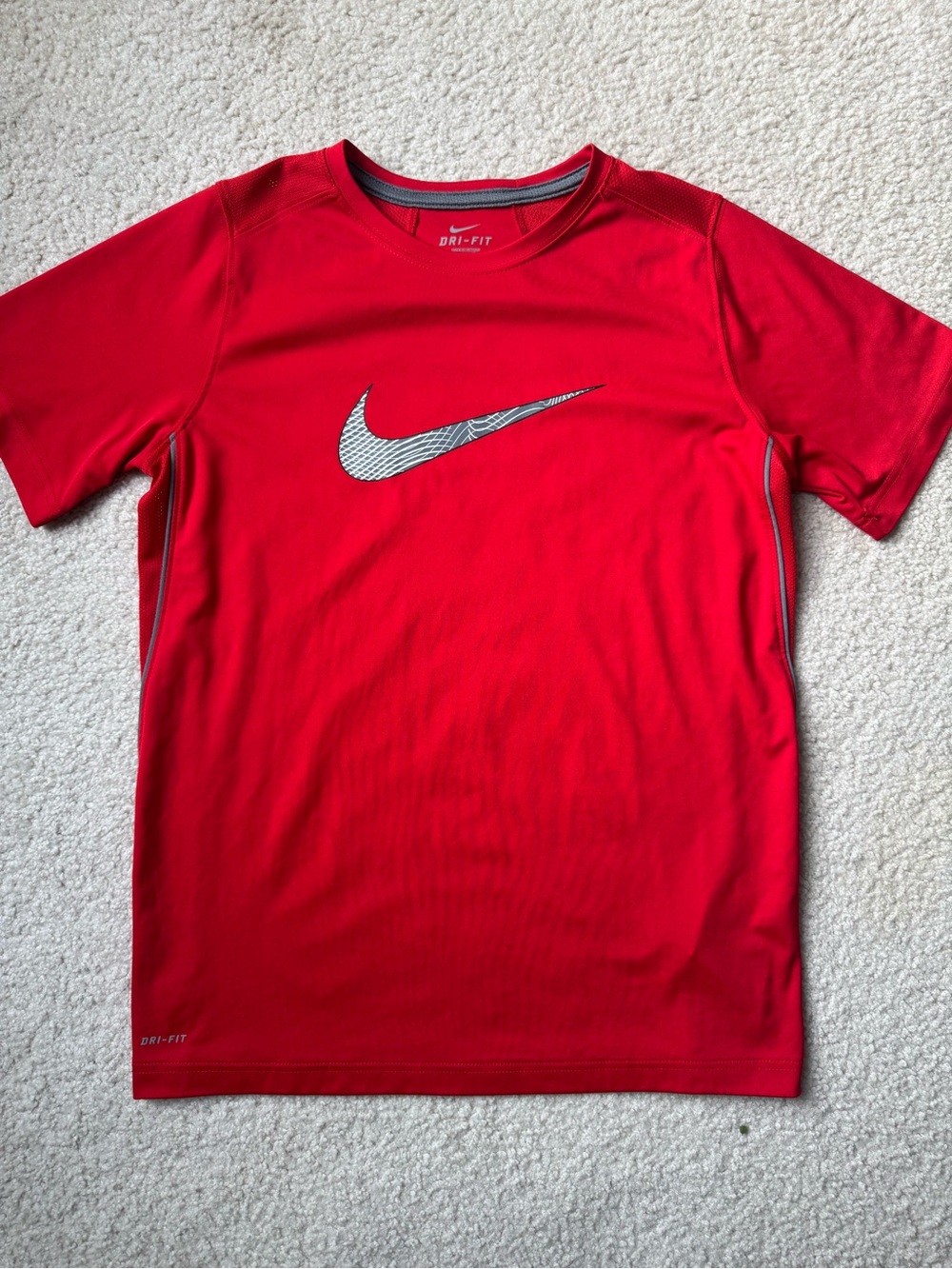 Nike Red Short Sleeve Dri-FIT Tee with Gray Swoosh
